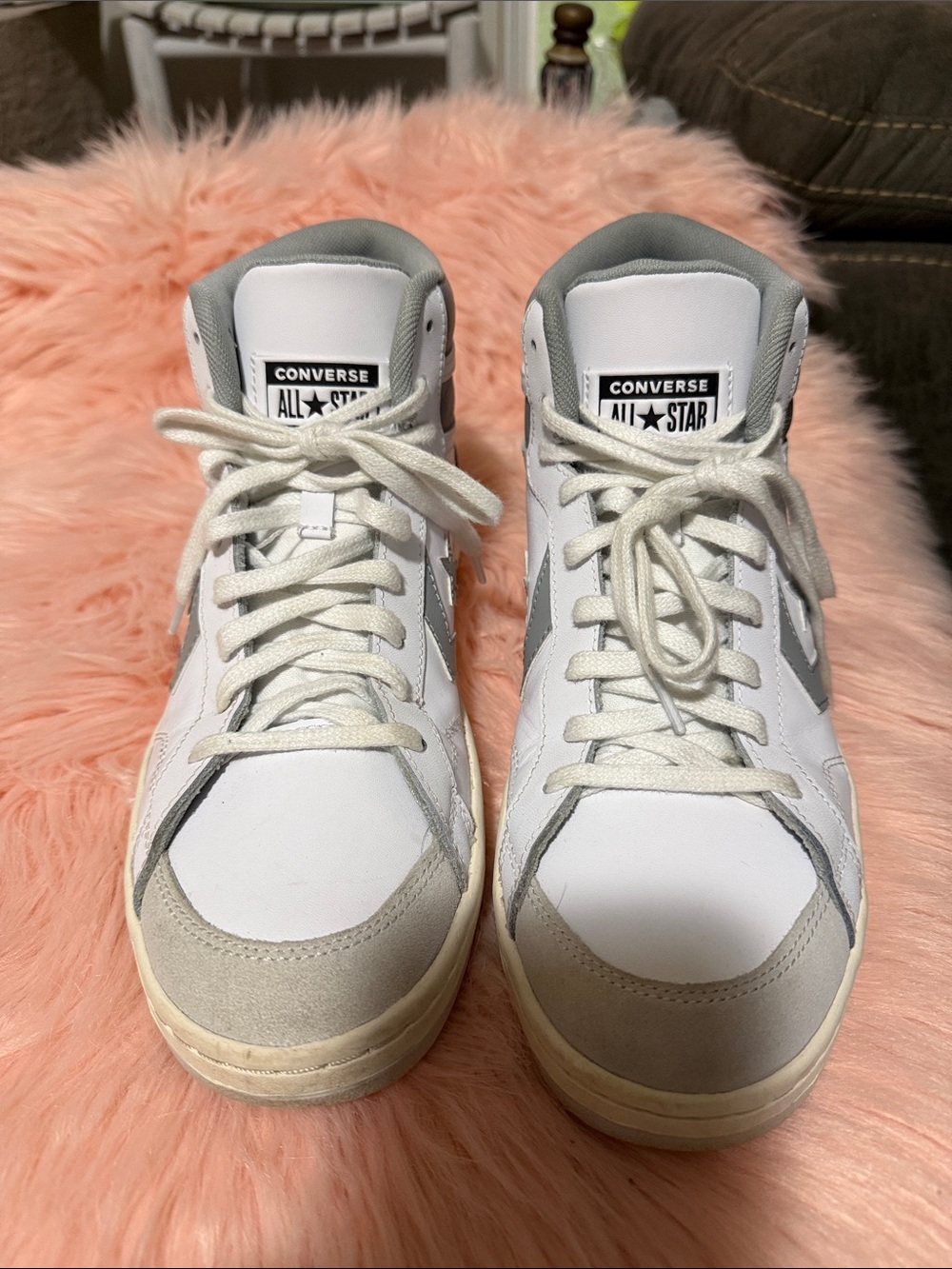 Converse White and Gray High-Top Sneakers
